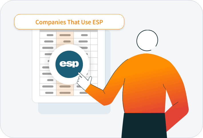 Definition of email list of Companies that use ESP